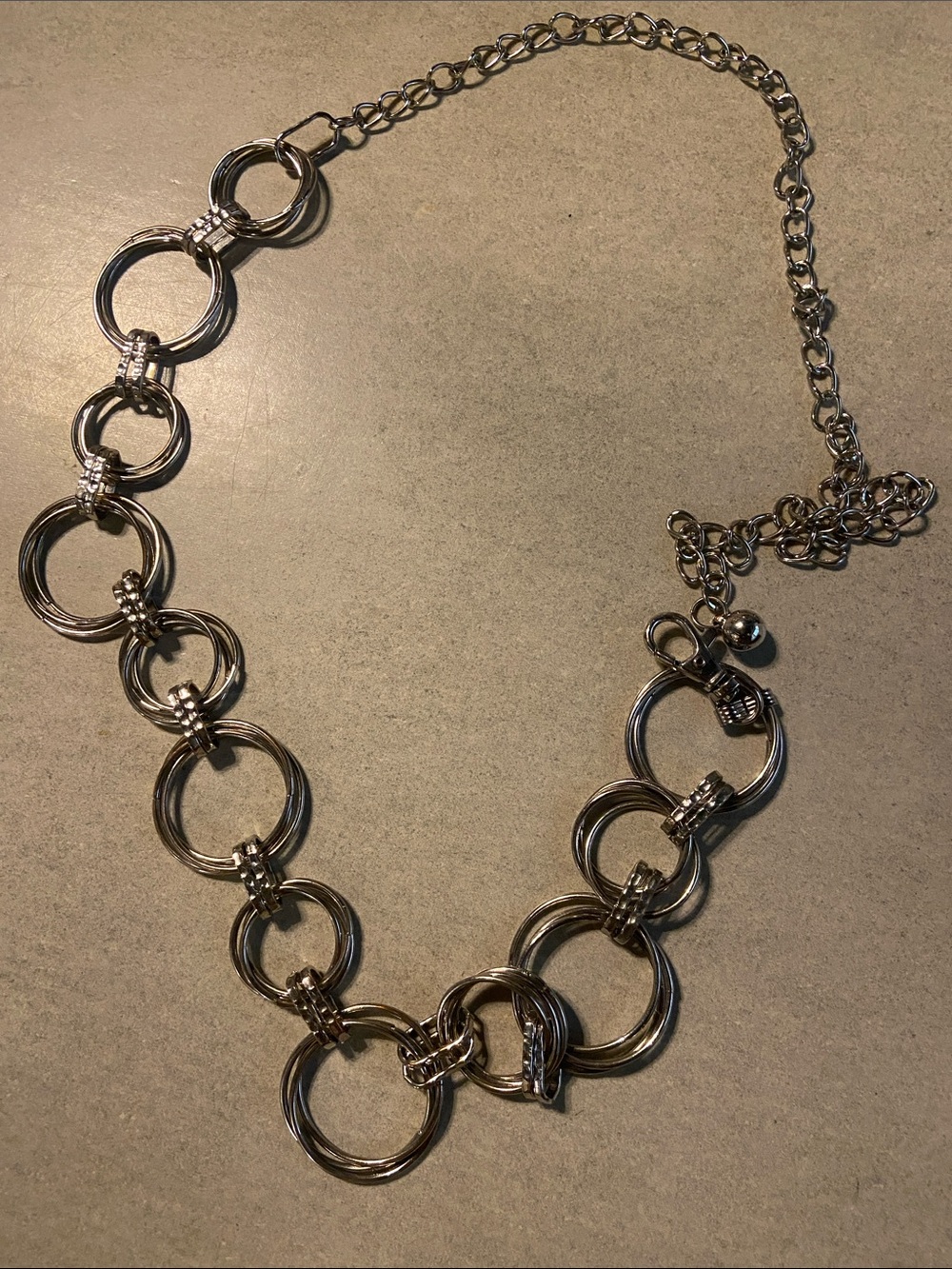Interlinked Circle Statement Chain belt in Silver 45in long